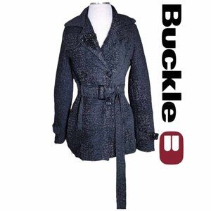 BUCKLE BKE Marled Decorated Pea Coat Women's Size XS - Black/Bronze